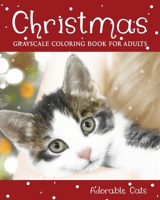 Christmas Grayscale Coloring Books for Adults Adorable Cats
