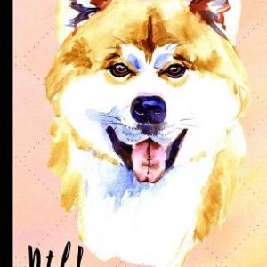 Notebook: Watercolor Akita Dog School Notebook 100 Pages Wide Ruled Paper