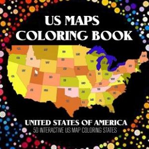 US Map Coloring Book: 50 Interacive US Map Color States with Pins