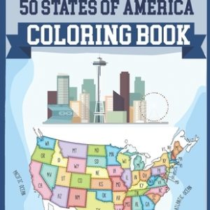 50 States USA Coloring Book: United States Coloring Book History and Geography Coloring Book USA Map Coloring Book