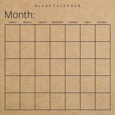 Blank Calendar: Kraft Brown Paper, Undated Planner for Organizing, Tasks, Goals, Scheduling, DIY Calendar Book