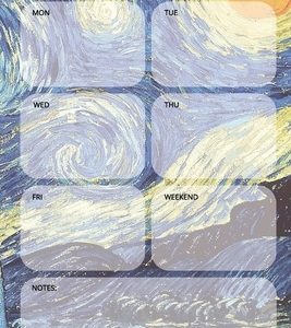 Weekly Planner Notepad: Van Gogh Starry Night, Daily Planning Pad for Organizing, Tasks, Goals, Schedule