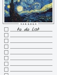 To Do List Notepad: Van Gogh Art, Checklist, Task Planner for Grocery Shopping, Planning, Organizing