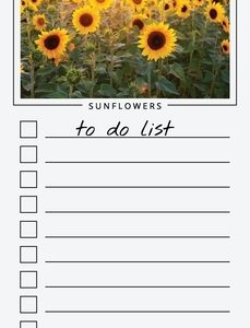 To Do List Notepad: Sunflowers, Checklist, Task Planner for Grocery Shopping, Planning, Organizing